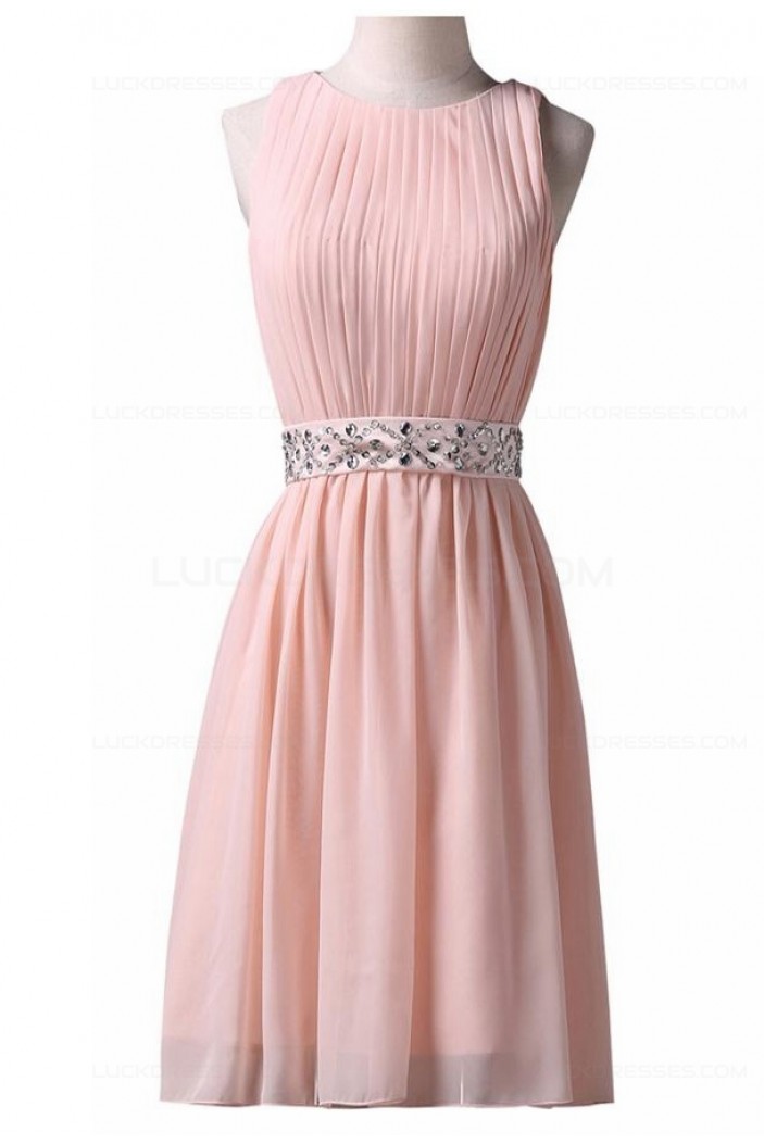 Short Pink Beaded Bridesmaid Prom Evening Formal Dresses 3020021