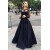 Two Pieces Long Sleeves Black Lace Prom Evening Formal Dresses 3020024