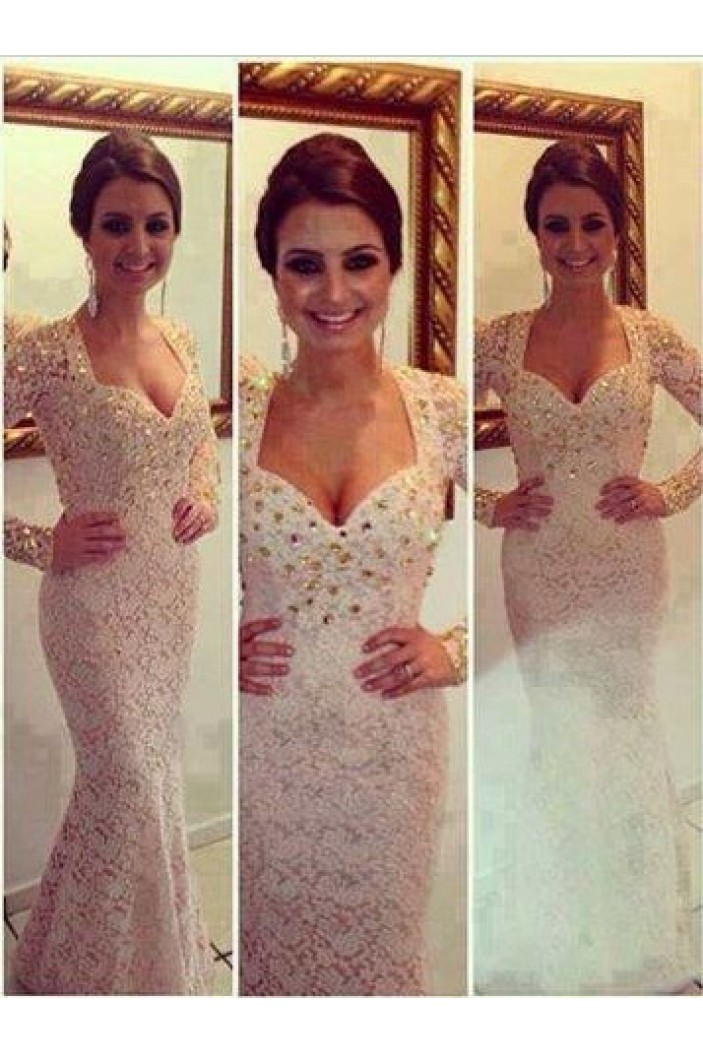 Trumpet/Mermaid Beaded Long Sleeves Prom Evening Formal Dresses 3020030