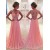 A-Line V-Neck Chiffon Lace Long Pink Prom Evening Formal Dresses 3020047