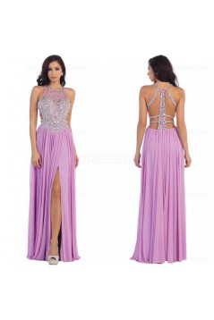 Beaded Lilac Chiffon Long Prom Evening Formal Dresses 3020093