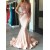 Sexy Mermaid Pink Lace Long Prom Evening Formal Dresses 3020098