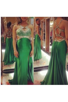 Long Green Beaded Prom Formal Evening Party Dresses 3021004