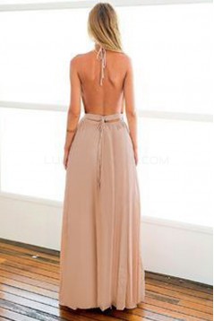 Halter Chiffon Long Prom Formal Evening Party Dresses 3021013