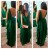 Long Green V-Neck Chiffon Prom Formal Evening Party Dresses 3021015