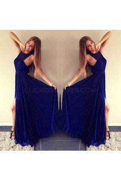 Long Blue Chiffon Prom Formal Evening Party Dresses 3021023