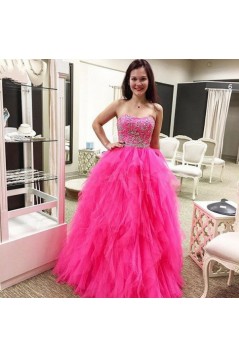 Beaded Tulle Ball Gown Long Prom Formal Evening Party Dresses 3021032
