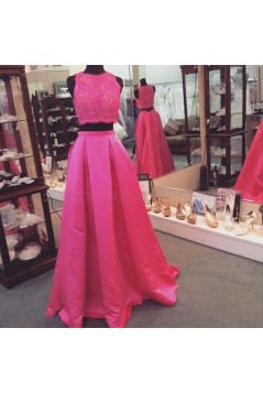 A-Line Lace Two Pieces Prom Formal Evening Party Dresses 3021041