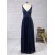 Long Navy Blue Lace Appliques Chiffon Prom Formal Evening Party Dresses 3021059