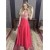 Long Red V-Neck Prom Formal Evening Party Dresses 3021066