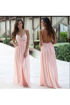Empire Long Lace Chiffon Pink Prom Formal Evening Party Maternity Dresses 3021085