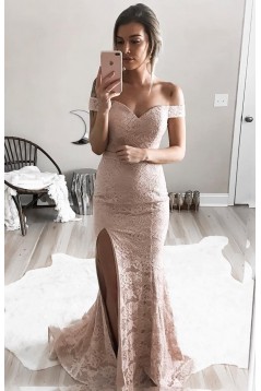Classic Lace Mermaid Off-the-Shoulder Long Prom Formal Evening Party Dresses 3021090