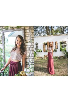 Sequins Two Pieces Prom Formal Evening Party Dresses 3021106