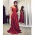 Burgundy Off-the-Shoulder Long Prom Formal Evening Party Dresses 3021128