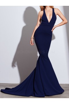 Sexy Red Mermaid Long Prom Formal Evening Party Dresses with Criss Cross Back 3021137