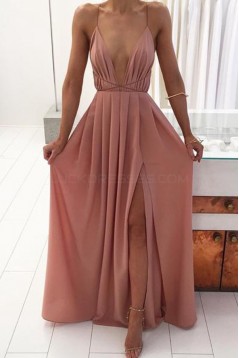 Deep V-Neck Spaghetti Straps Criss Cross Back Prom Formal Evening Party Dresses 3021138
