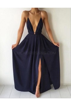 Deep V-Neck Spaghetti Straps Criss Cross Back Prom Formal Evening Party Dresses 3021138
