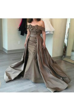 Mermaid Off-the-Shoulder Silver Long Prom Formal Evening Party Dresses 3021210