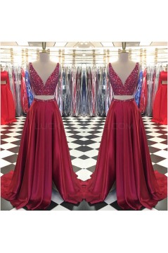 Beaded Two Pieces Prom Formal Evening Party Dresses 3021263