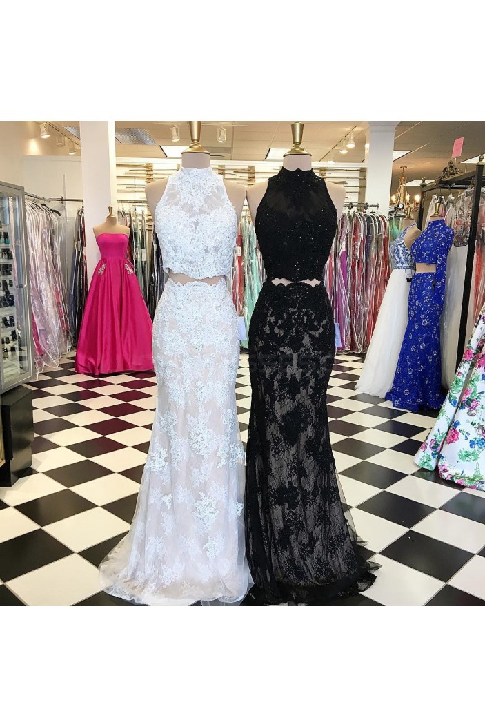 Two Pieces Mermaid Lace Prom Formal Evening Party Dresses 3021270