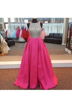 A-Line Beaded Long Prom Formal Evening Party Dresses 3021275