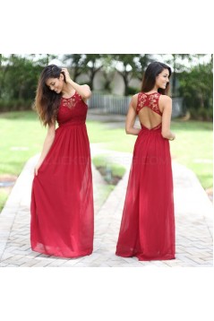 Long Red Lace Chiffon Prom Formal Evening Party Dresses 3021288