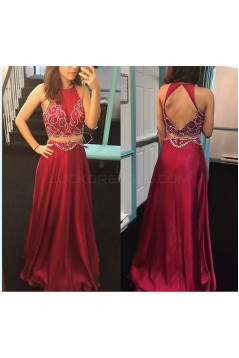 Beaded Two Pieces Long Prom Formal Evening Party Dresses 3021293