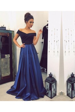 Long Blue Off-the-Shoulder Prom Formal Evening Party Dresses 3021298