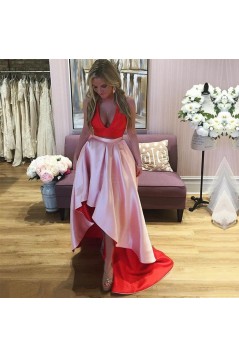 High Low Two Pieces Red Pink Prom Formal Evening Party Dresses 3021303