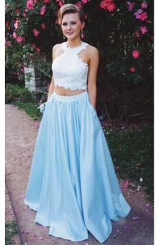 A-Line Two Pieces Lace Prom Formal Evening Party Dresses 3021308