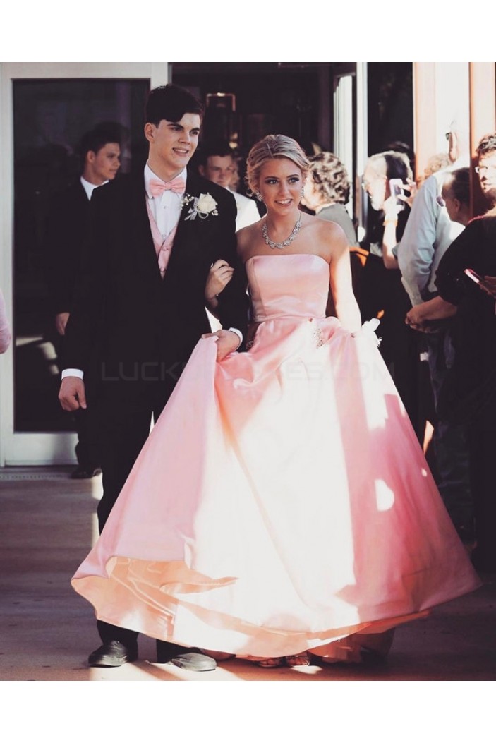 A-Line Beaded Strapless Prom Formal Evening Party Dresses 3021309