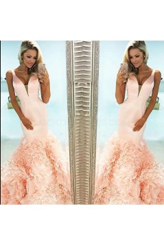 Mermaid V-Neck Long Prom Formal Evening Party Dresses 3021323