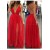 Sexy Deep V-Neck Spaghetti Straps Long Red Prom Formal Evening Party Dresses 3021334