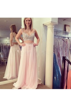 Beaded Two Pieces Long Prom Formal Evening Party Dresses 3021338
