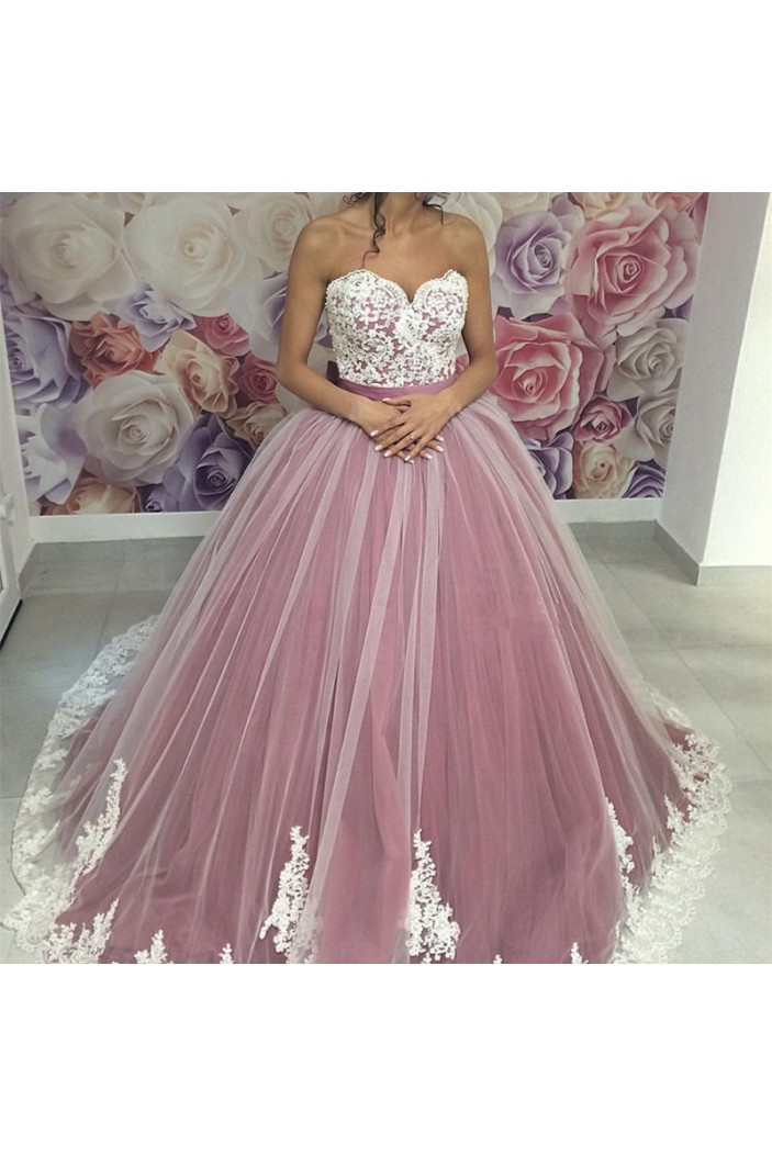 Ball Gown Lace Appliques Sweetheart Prom Formal Evening Party Dresses 3021354