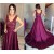 Long Purple Lace V-Neck Prom Formal Evening Party Dresses 3021362
