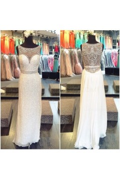 Beaded Sequins Long White Prom Evening Formal Dresses 3020138