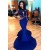 Royal Blue Long Sleeves Mermaid Evening Gowns Sexy Court Train Lace Party Dresses 3020139