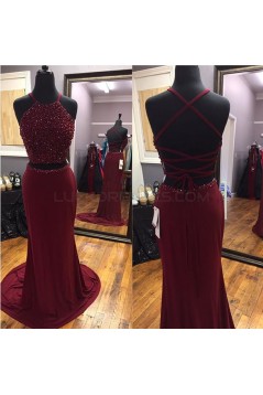 Beaded Two Pieces Long Prom Formal Evening Party Dresses 3021452