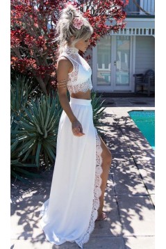 Long White Two Pieces Lace Prom Formal Evening Party Dresses 3021472