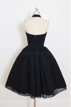 Short Black Halter Prom Homecoming Cocktail Graduation Dresses 3021498