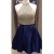 A-Line Beaded Short Blue Prom Homecoming Cocktail Graduation Dresses 3021523