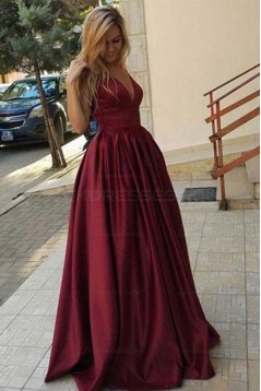 Simple Stunning V-Neck Long Prom Dresses Evening Party Gowns 3021536