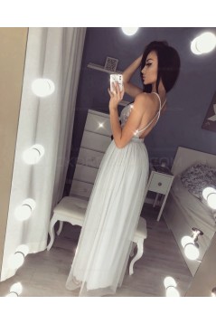 Sexy V-Neck Sequins and Tulle Prom Evening Party Dresses 3021540