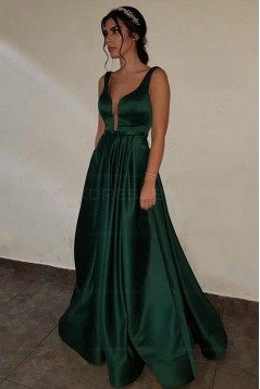 Elegant V-Neck Long Green Prom Evening Formal Dresses 3021541