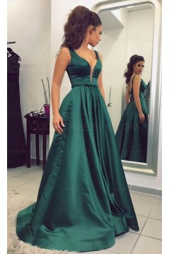 Elegant V-Neck Long Green Prom Evening Formal Dresses 3021541