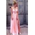Long Pink V-Neck Prom Evening Formal Dresses with Side Slit 3021542