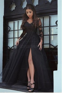 Long Sleeves V-Neck Lace Prom Evening Formal Dresses 3021557