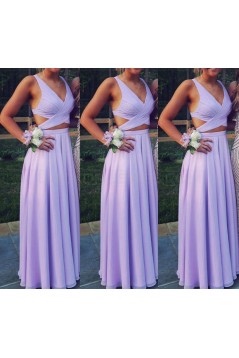 Two Pieces V-Neck Chiffon Long Prom Evening Formal Dresses 3021565