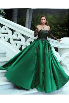 Ball Gown Long Sleeves Lace Satin Prom Evening Formal Dresses 3021566